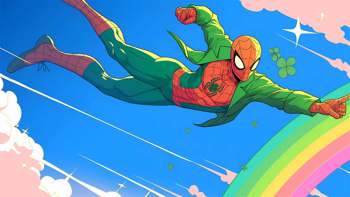 spider man green suit st patrick's day desktop wallpaper cover