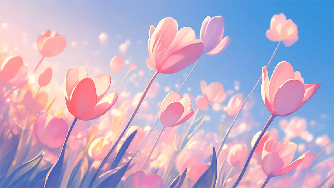 spring pink tulips garden breeze desktop wallpaper cover