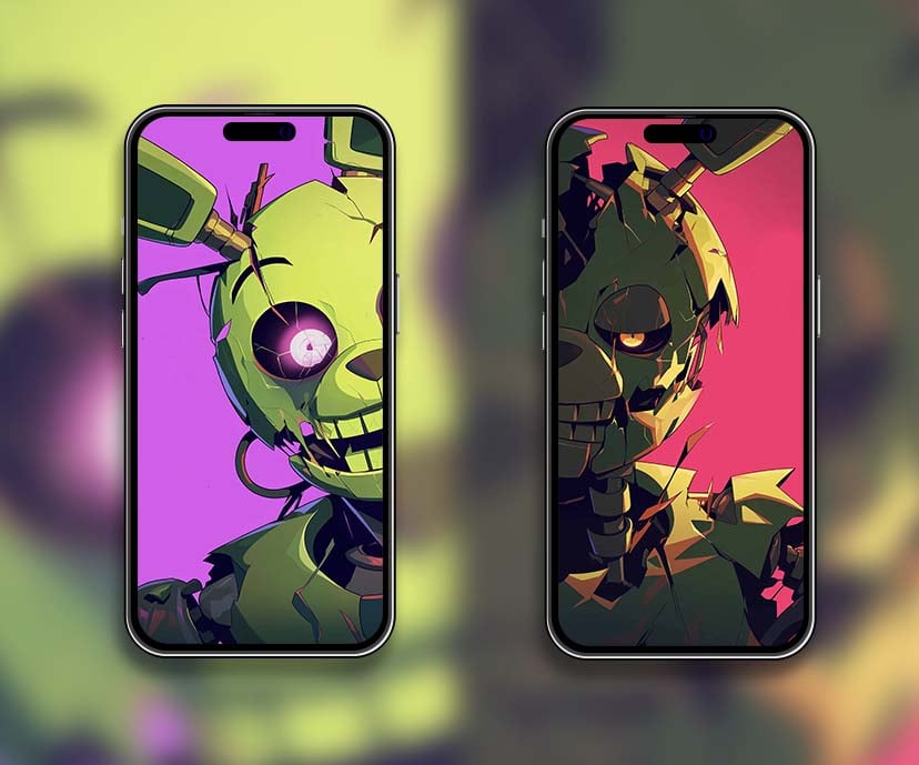 springtrap haunting dual face matching wallpapers collection