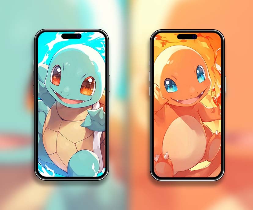 squirtle vs charmander water & fire matching wallpapers collection