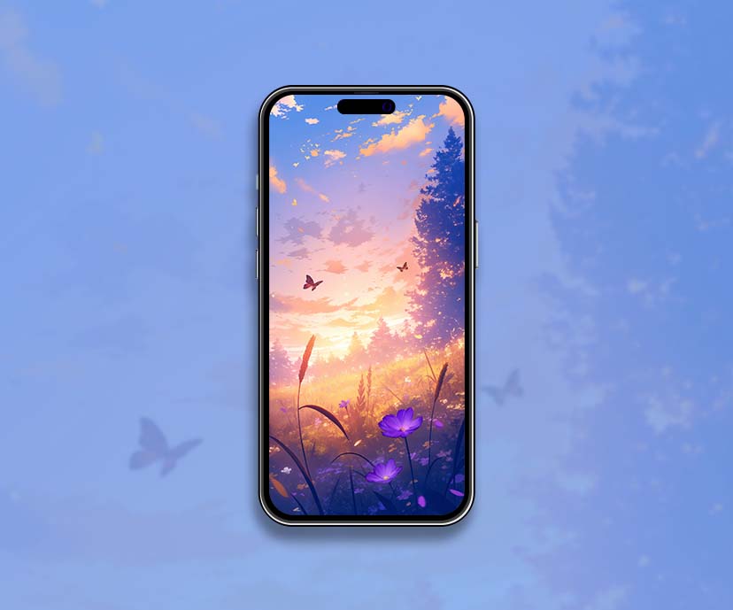 sunset butterfly forest scene wallpapers collection