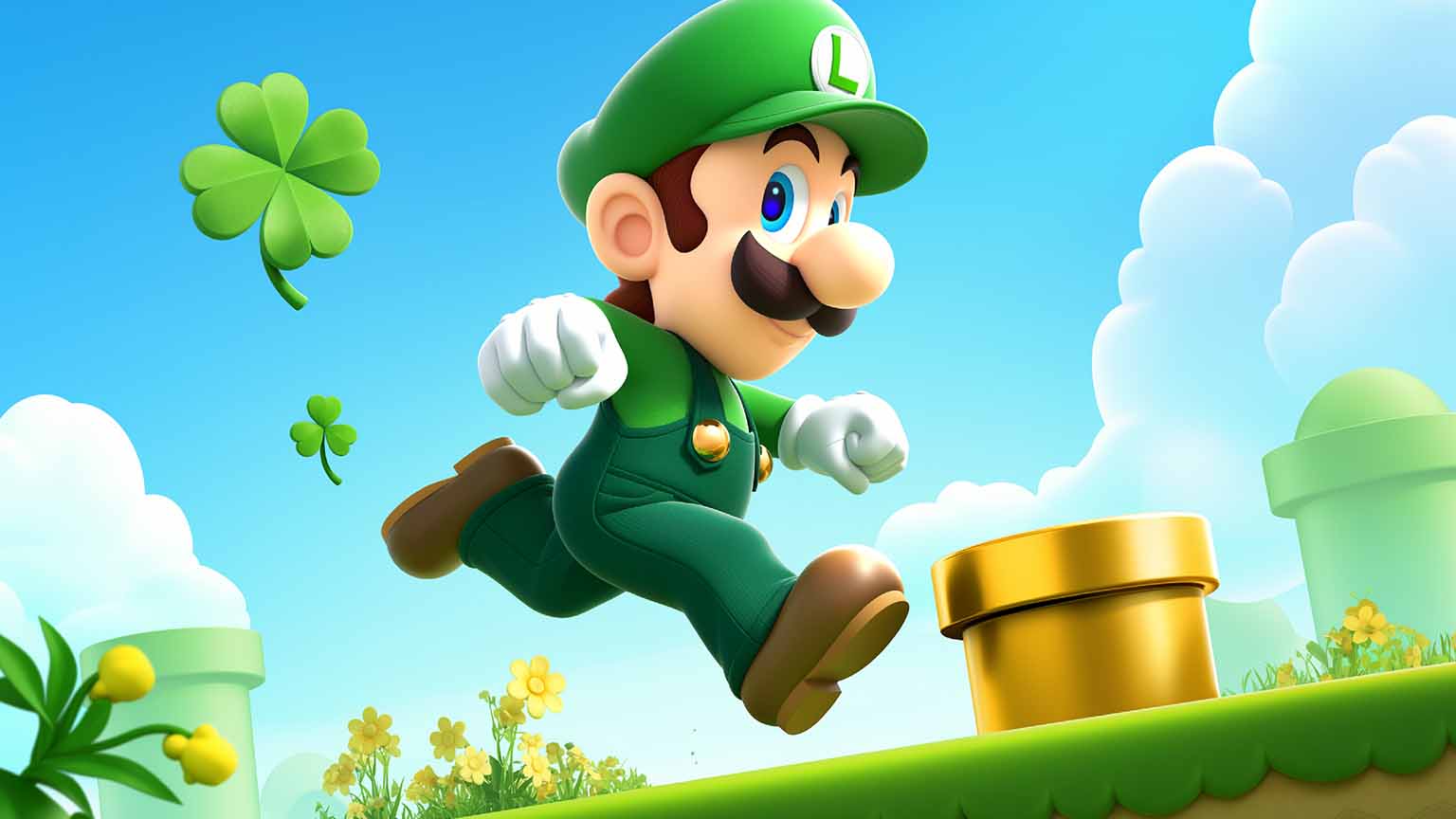 super mario luigi with clovers desktop wallpaper cover