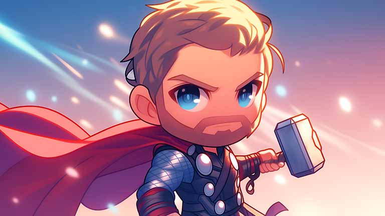thor cartoon style desktop wallpaper cover