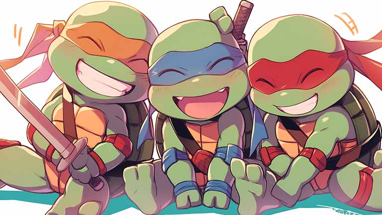 tmnt chibi team joyful smiles desktop wallpaper cover