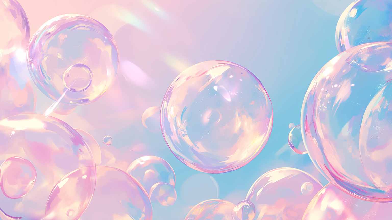 transparent bubbles with rainbow colors desktop wallpaper cover