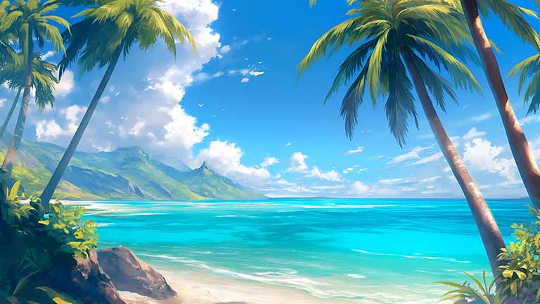 tropical beach with turquoise water desktop wallpaper cover