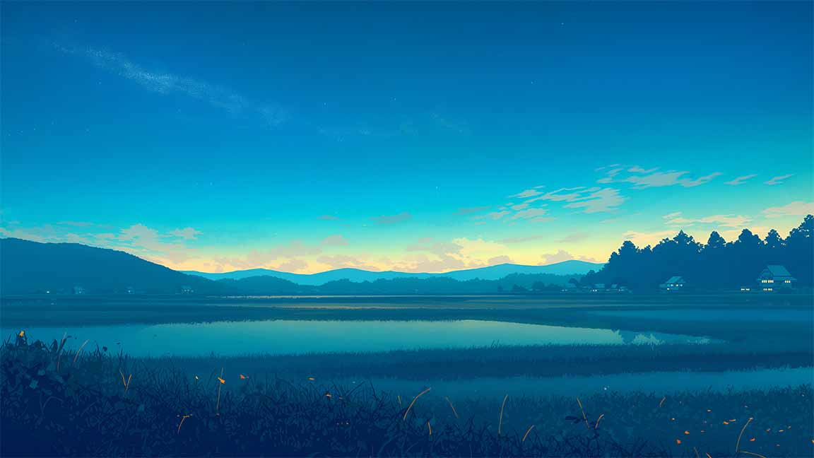 twilight serenity village view desktop wallpaper cover