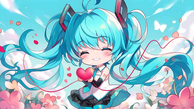 vocaloid hatsune miku with heart desktop wallpaper cover