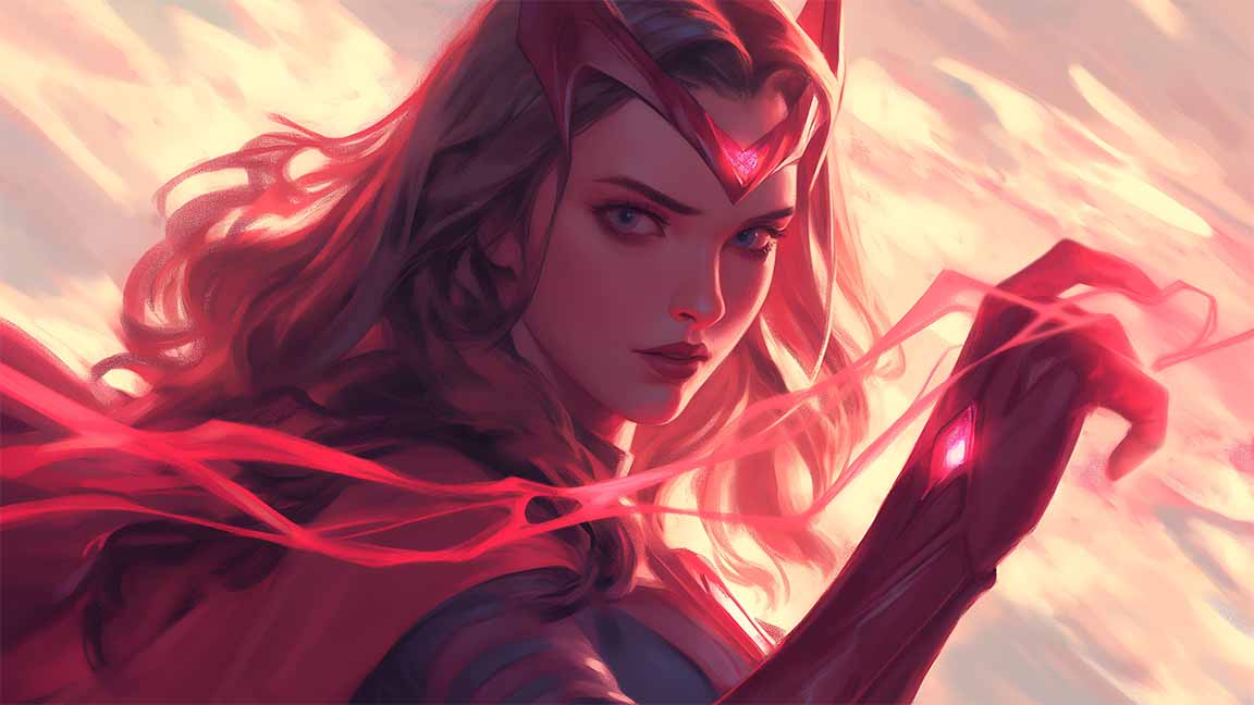wanda maximoff magic glow desktop wallpaper cover