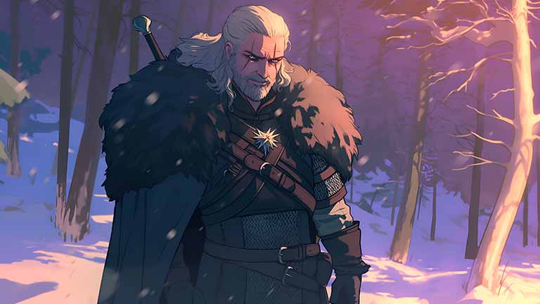 witcher geralt with sword on back desktop wallpaper cover