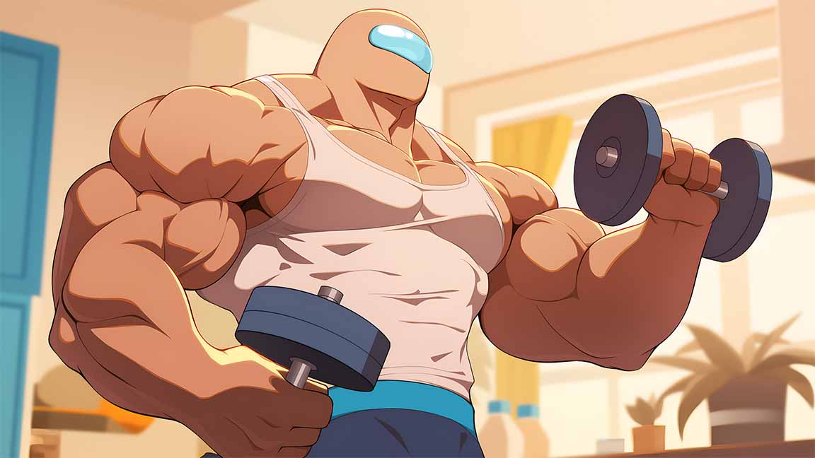 among us buff crewmate gym desktop wallpaper cover