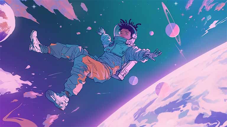 anime astronaut space dream desktop wallpaper cover
