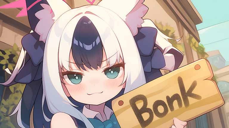 anime girl bonk sign desktop wallpaper cover