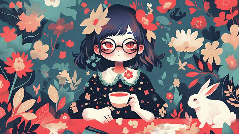 anime girl fantasy garden desktop wallpaper cover