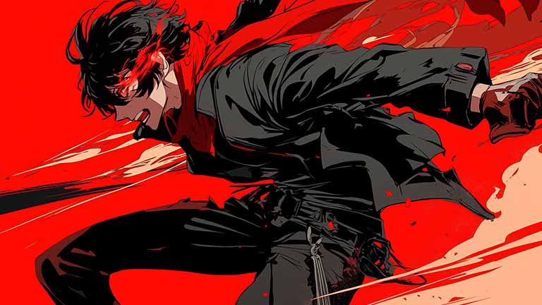 anime man red rage desktop wallpaper cover