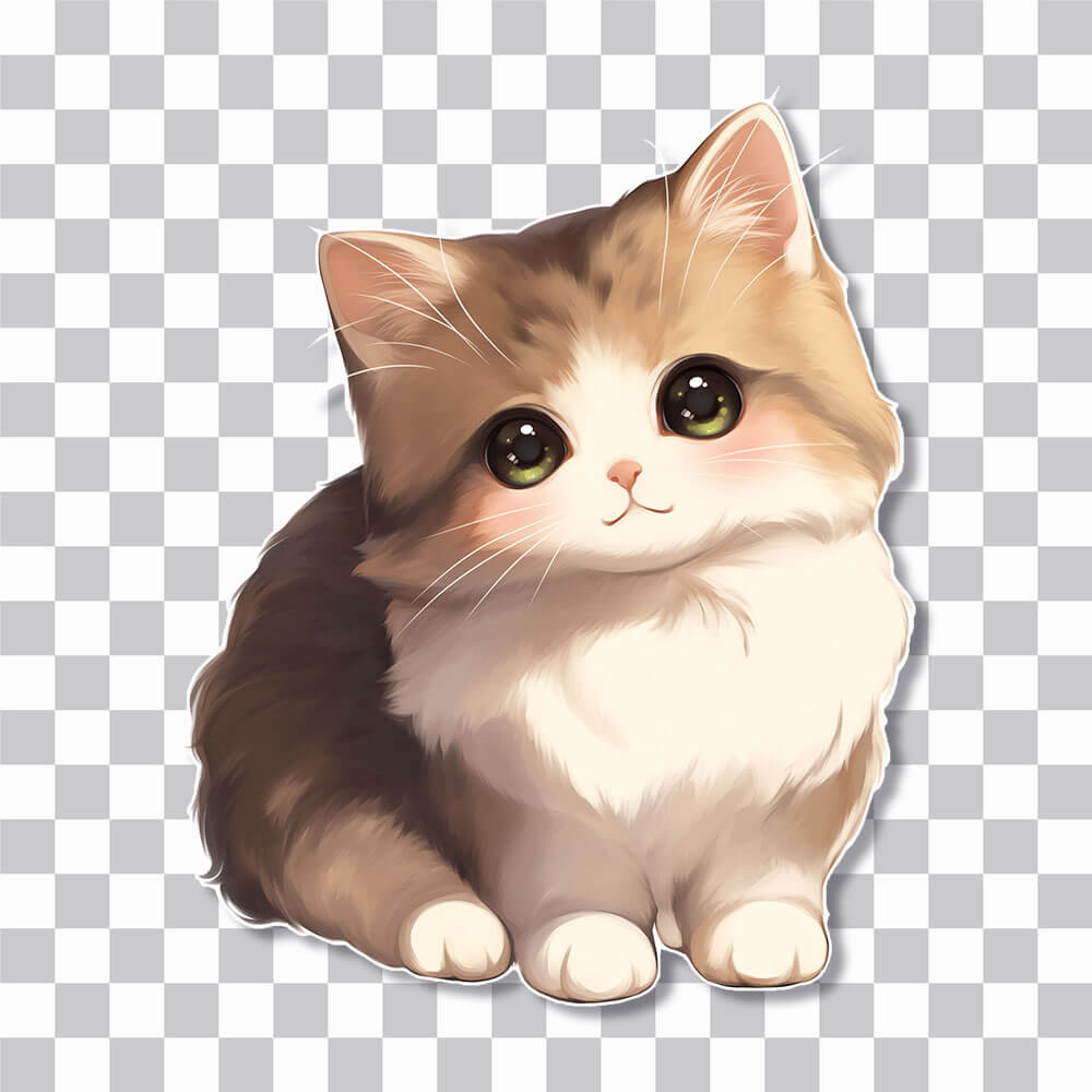 big eyed fluffy cat sticker cover
