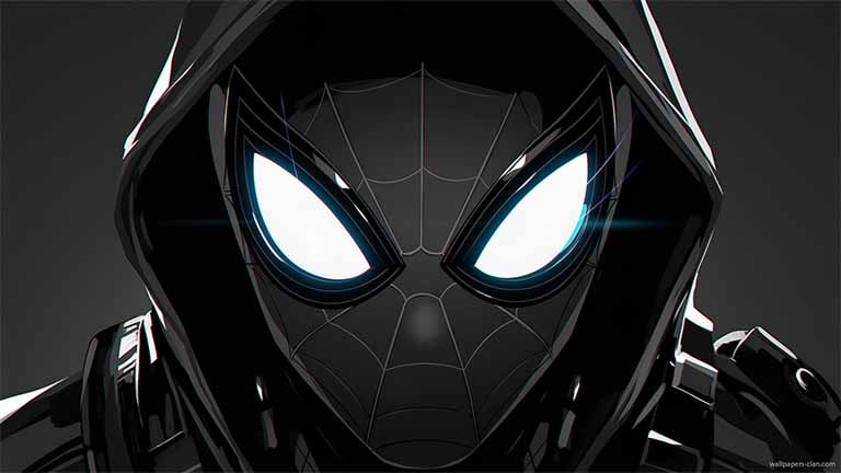 black suit spiderman glowing eyes desktop wallpaper cover