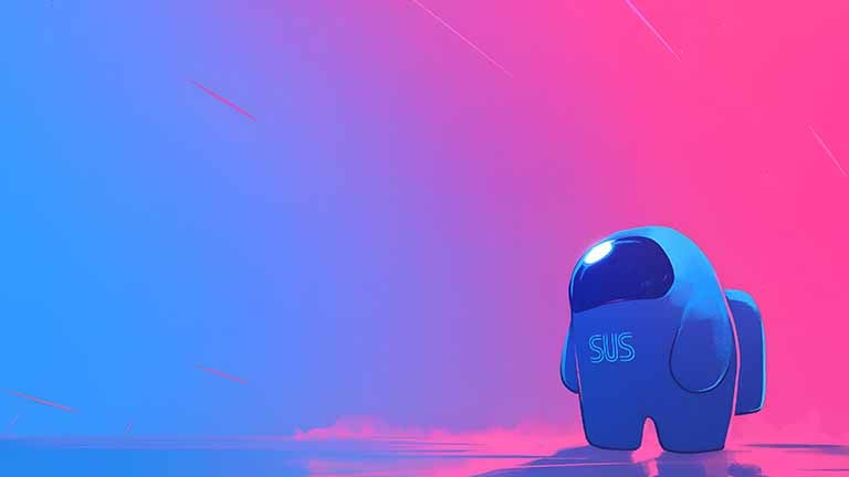 blue among us crewmate sus desktop wallpaper cover