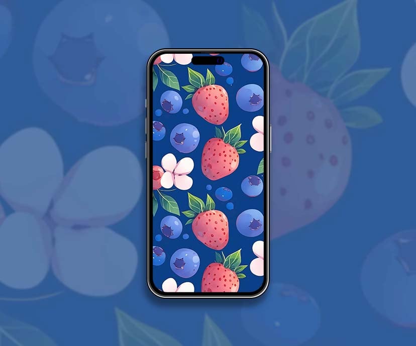 blueberry strawberry cute fruit pattern wallpapers collection