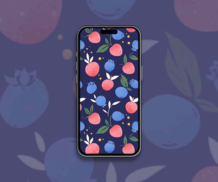 blueberry strawberry cute pattern dark background wallpapers collection