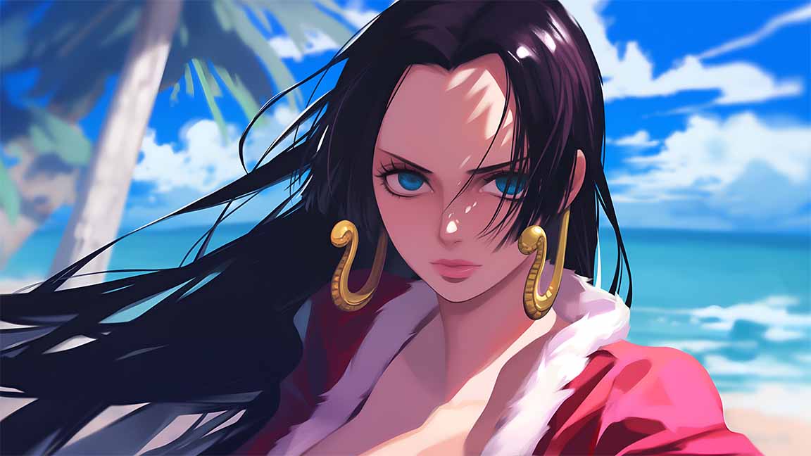 boa hancock anime beach scene desktop wallpaper cover