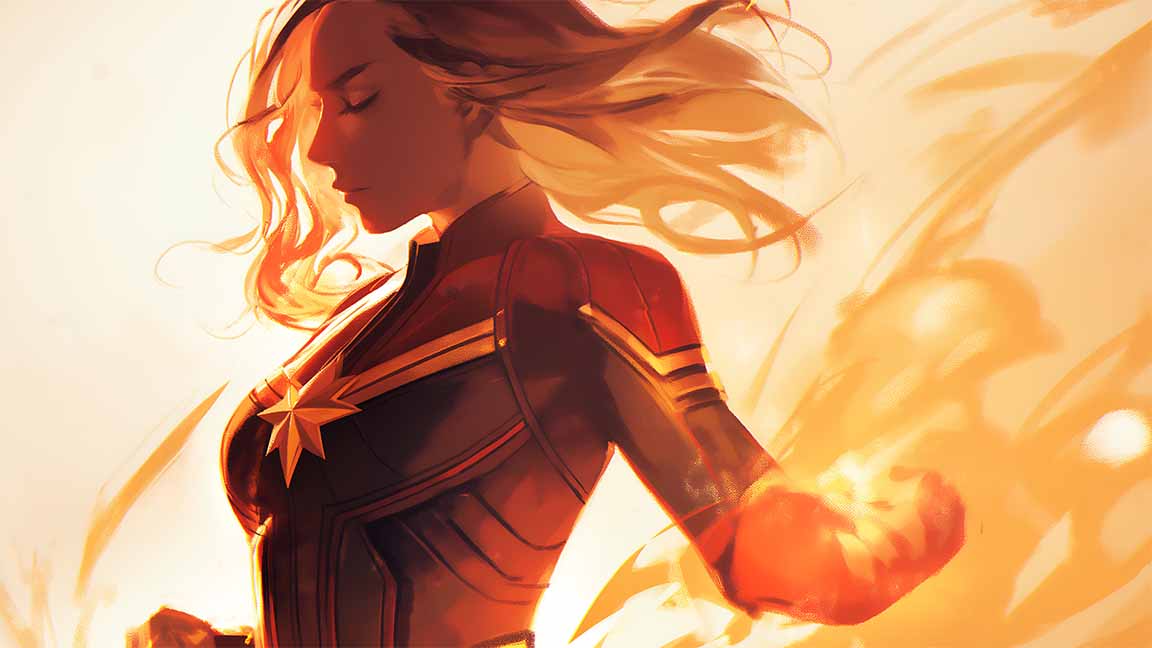 captain marvel orange glow desktop wallpaper cover