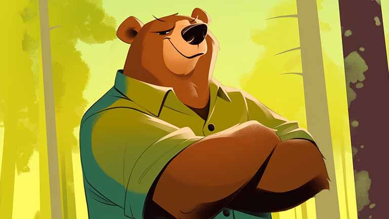 cartoon bear forest guardian desktop wallpaper cover