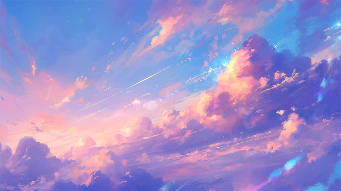 celestial clouds pastel sky glow aesthetic desktop wallpaper cover