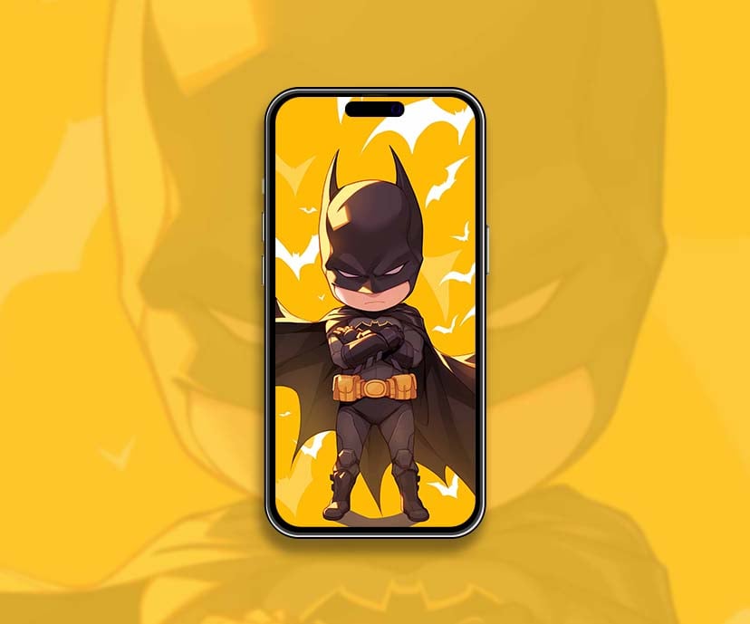 chibi batman yellow bats cartoon wallpapers collection