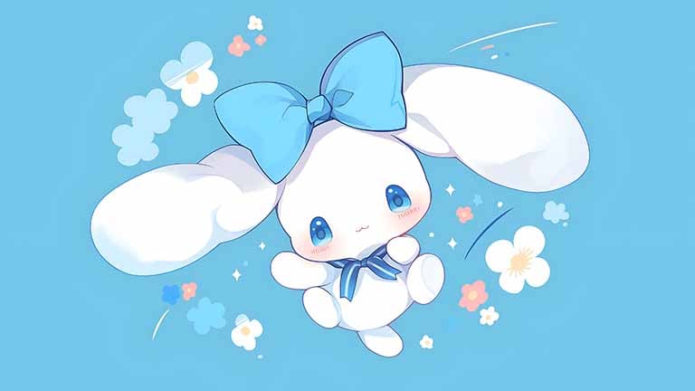 chibi cinnamoroll blue background desktop wallpaper cover