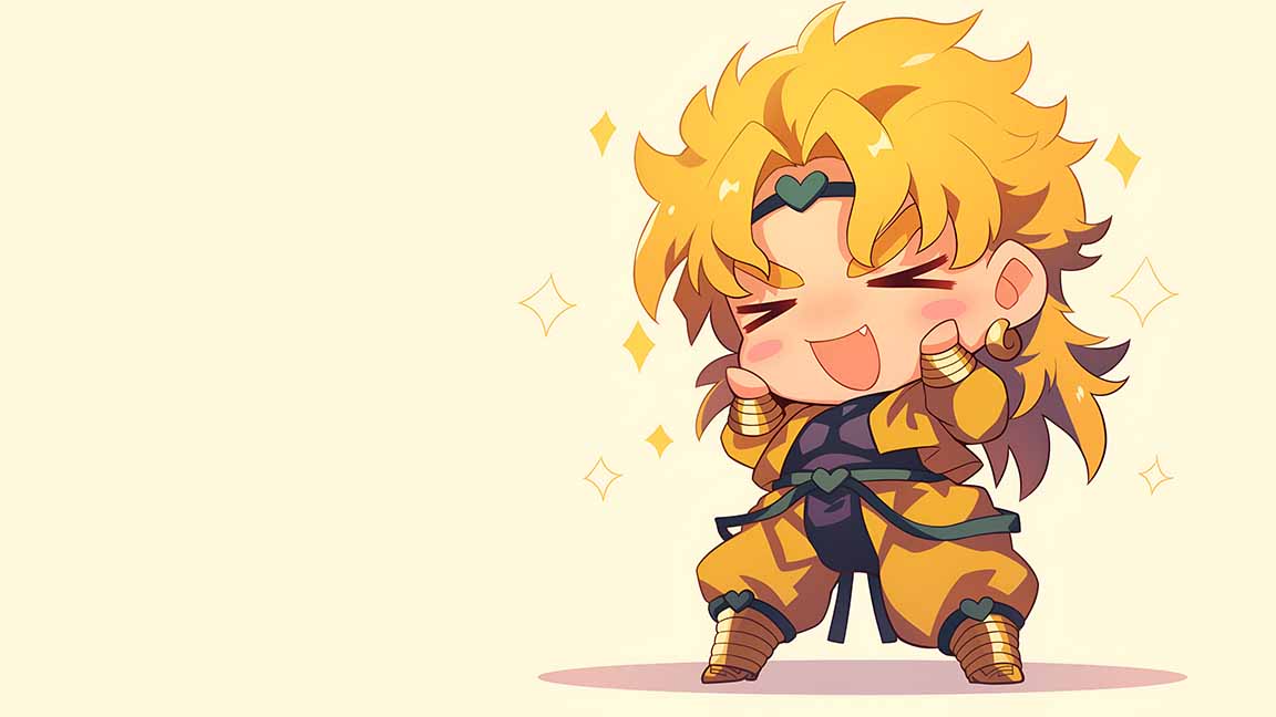 chibi dio brando sparkle pose desktop wallpaper cover