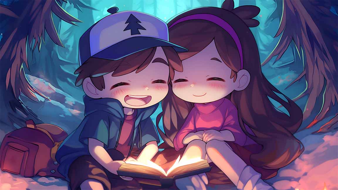 chibi gravity falls dipper mabel cute desktop wallpaper cover