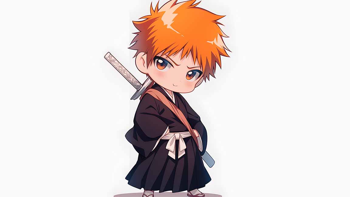 chibi ichigo kurosaki bleach cute pose desktop wallpaper cover