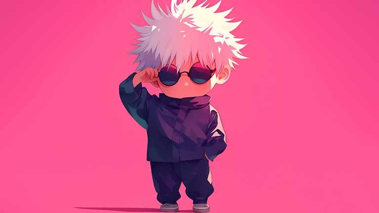 chibi satoru gojo sunglasses desktop wallpaper cover