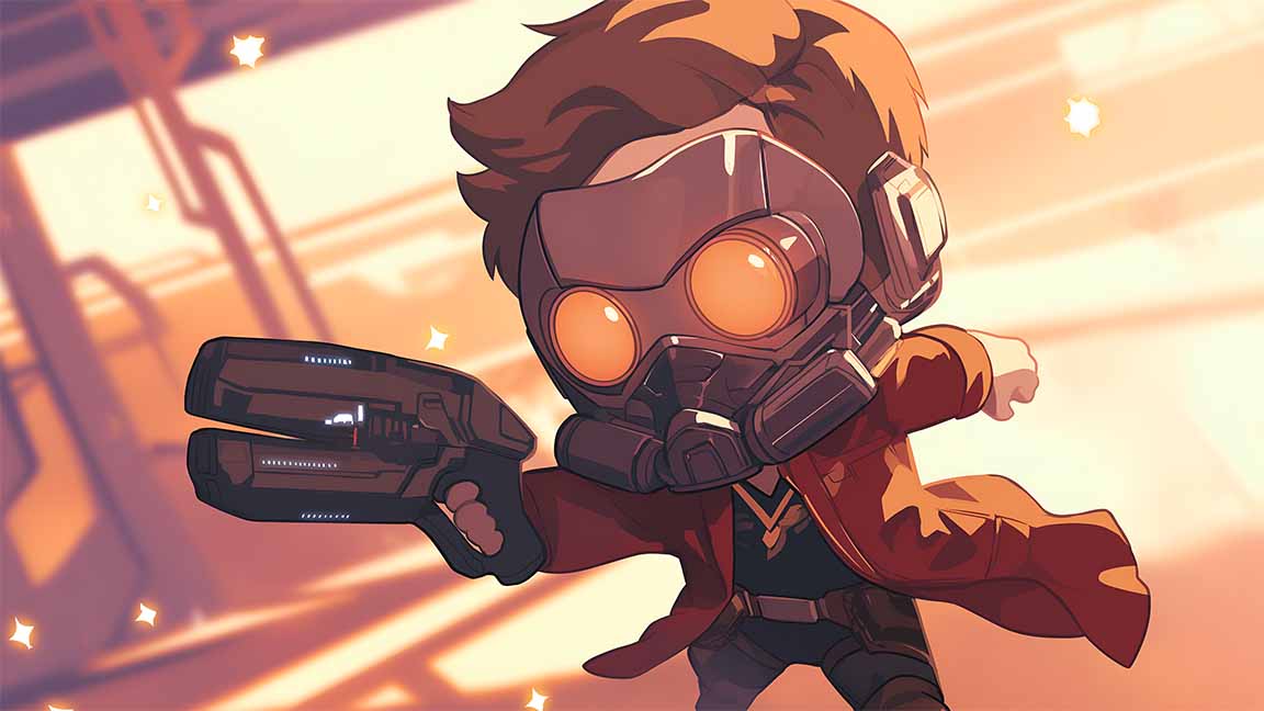 chibi star lord guardians of galaxy blur desktop wallpaper cover