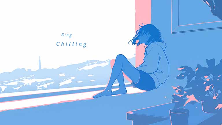 chilling by window anime girl desktop wallpaper cover