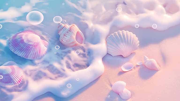 colorful seashells turquoise water desktop wallpaper cover