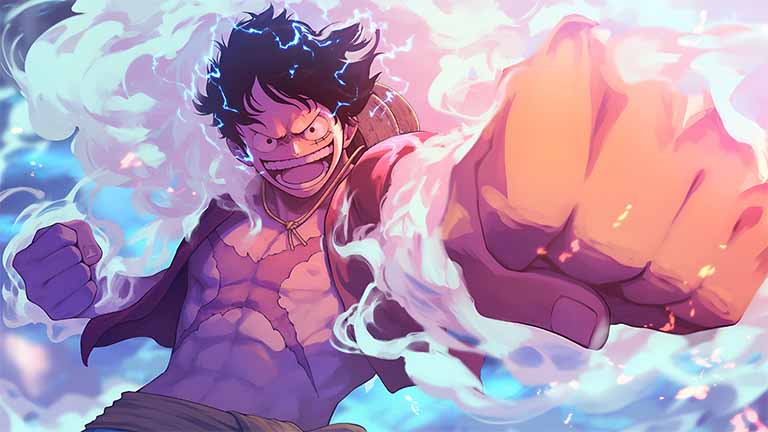 cool luffy fire punch smile one piece laptop wallpaper cover