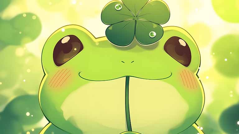 cute frog clover hat joyful desktop wallpaper cover