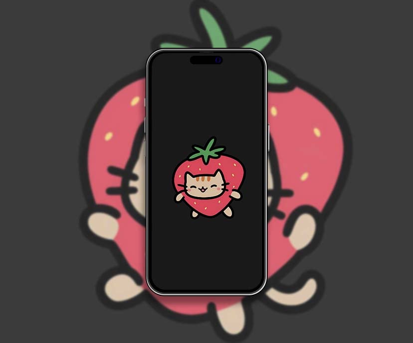 cute strawberry cat wallpapers collection