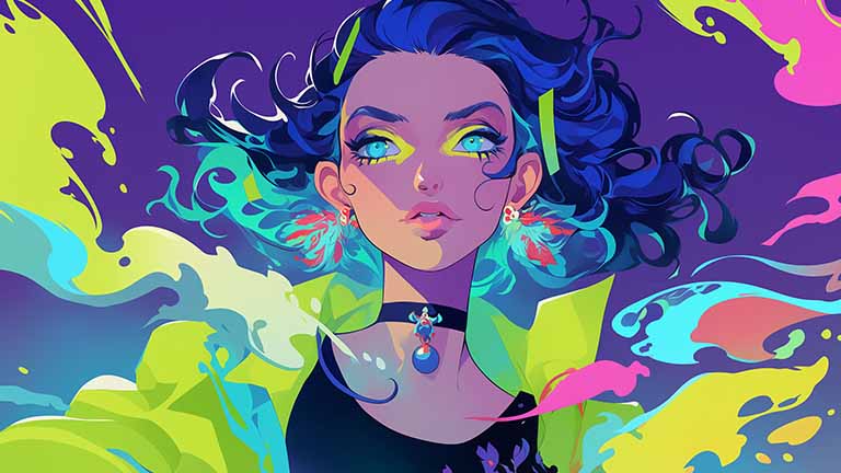 cyberpunk girl neon glow desktop wallpaper cover