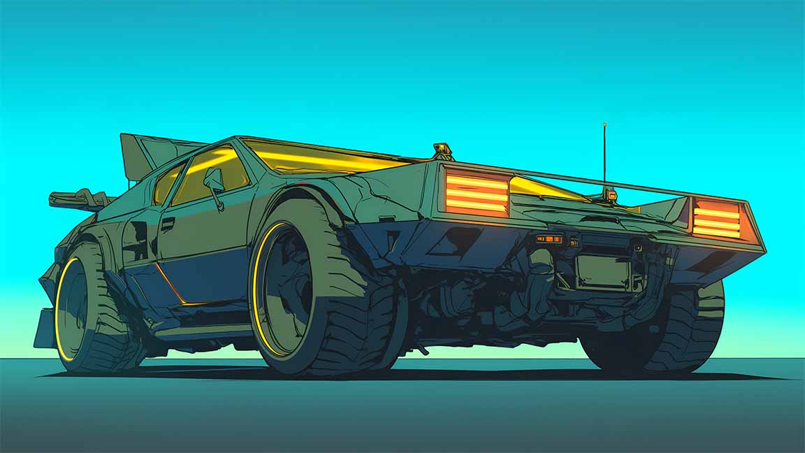 cyberpunk muscle car vintage drive desktop wallpaper cover