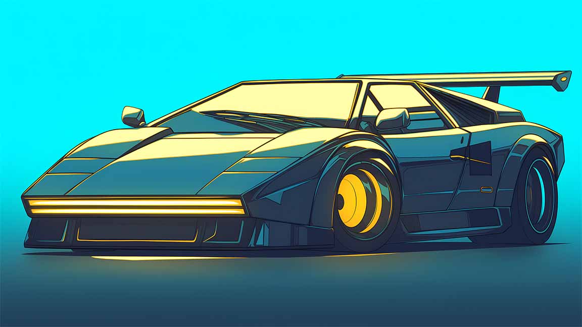 cyberpunk sportscar glow blue background desktop wallpaper cover