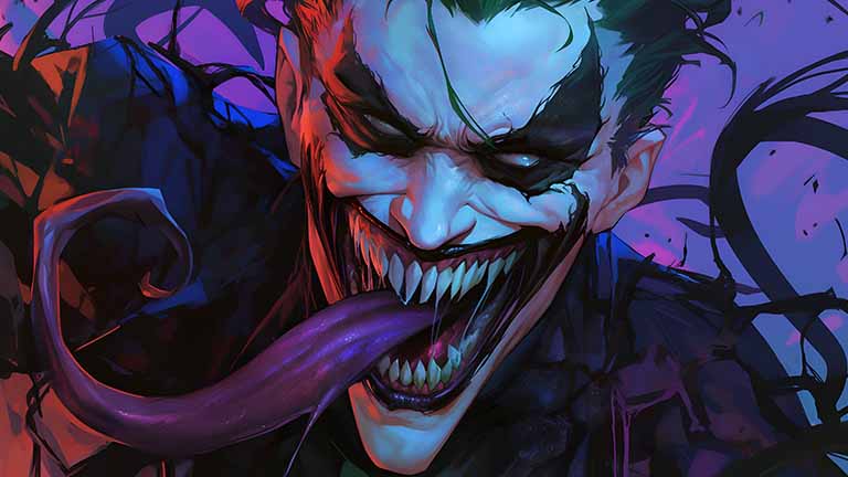 dc marvel crossover joker venom fusion desktop wallpaper cover