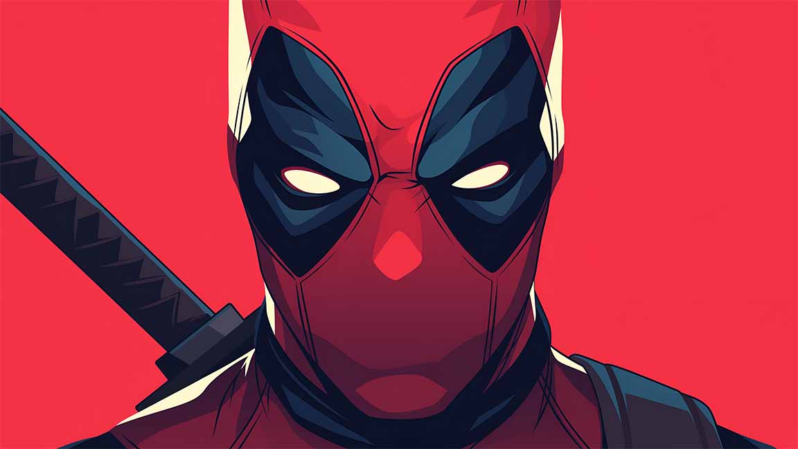 deadpool minimalist red style desktop wallpaper cover