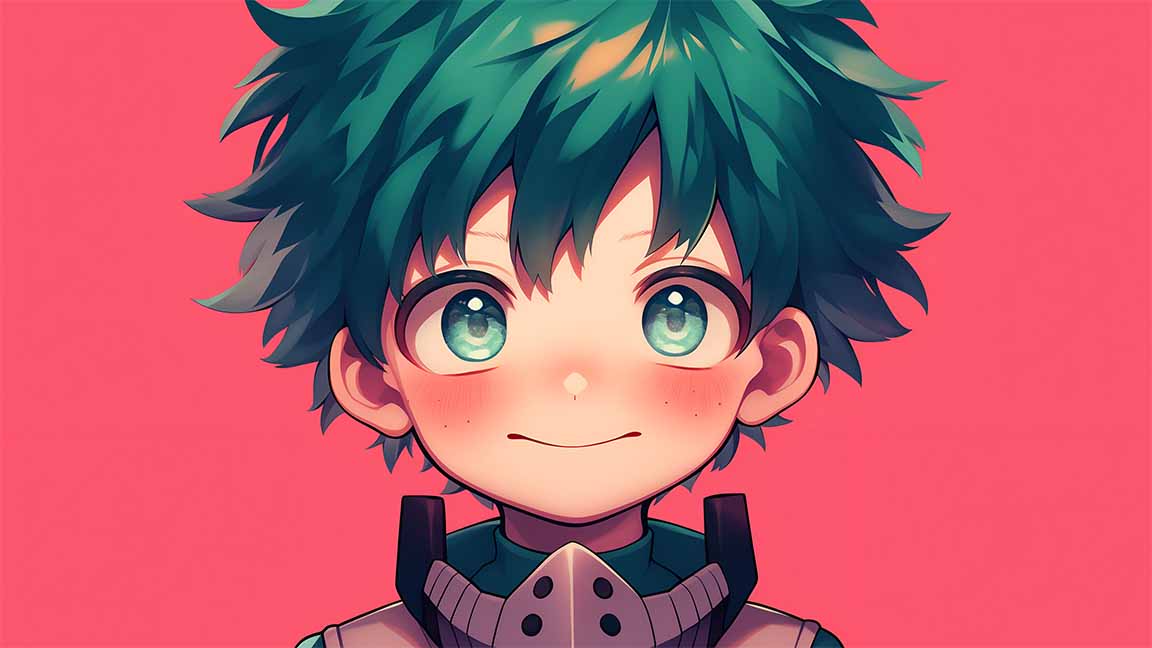 deku izuku midoriya cute pink background desktop wallpaper cover