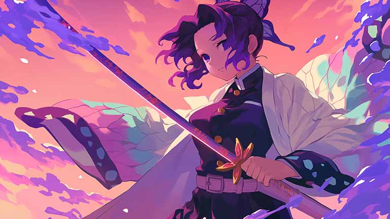 demon slayer shinobu kocho insect pillar desktop wallpaper cover