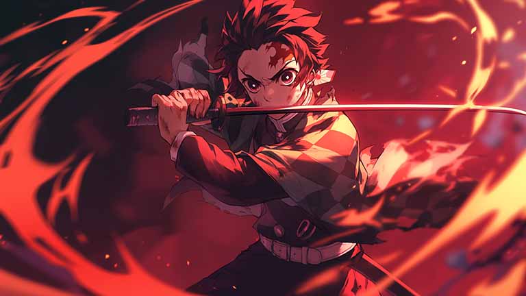 demon slayer tanjiro burning spirit desktop wallpaper cover