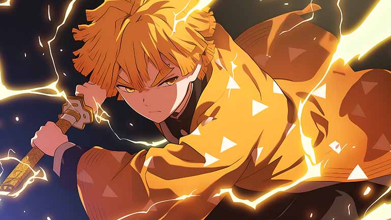 demon slayer zenitsu lightning blade desktop wallpaper cover