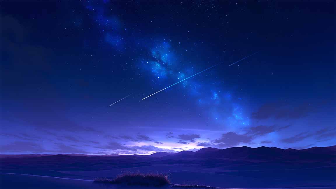 desert starscape sand dunes night sky purple glow desktop wallpaper cover